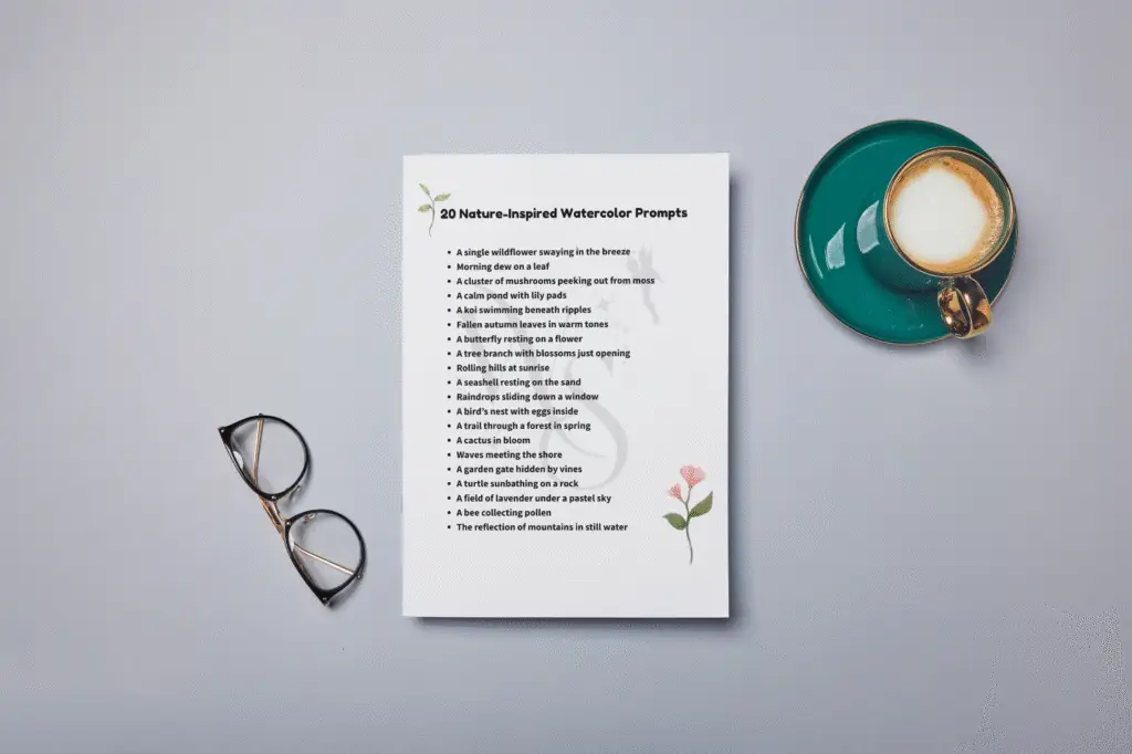 Mockup of list with glasses and coffee